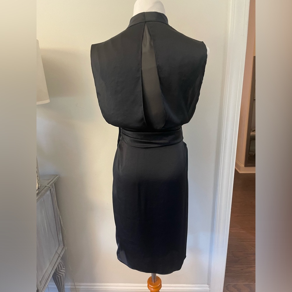 ALLSAINTS ARINA BLACK SATIN WRAP DRESS SIZE 4 - Picture 5 of 13
